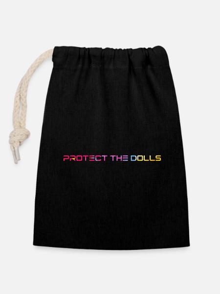 Protect_the_Dolls_bunt_ - Verschließbarer Geschenkbeutel aus Baumwolle (14x20cm) - Schwarz