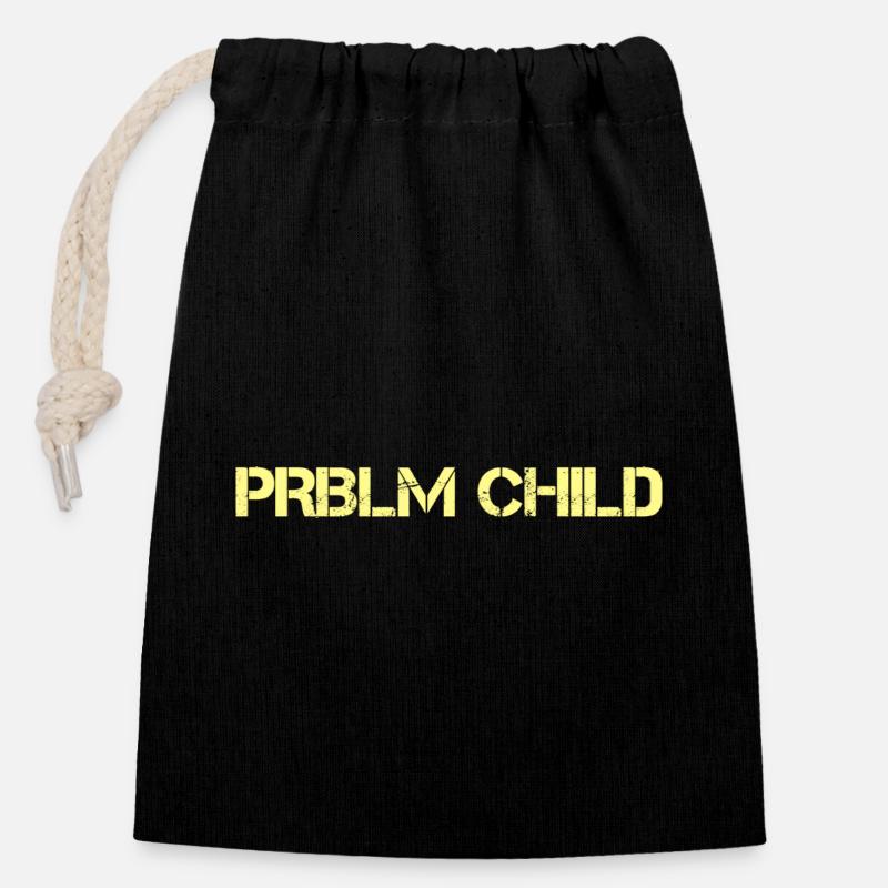 Problem child - Verschließbarer Geschenkbeutel aus Baumwolle (14x20cm) - Schwarz