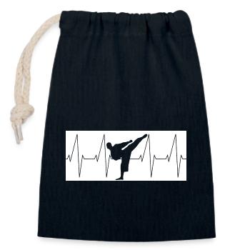 Heartbeat Karaté Kickboxing MMA - Sac cadeau en coton avec cordon (14 x 20 cm) - bleu marine - Devant