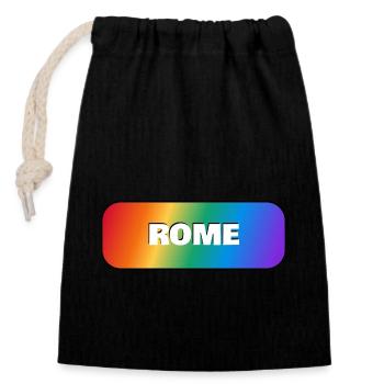 Rome Italie Gay Pride - Sac cadeau en coton avec cordon (14 x 20 cm) - noir - Devant