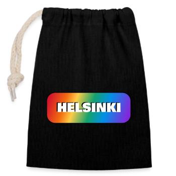 Gay Pride d’Helsinki, Finlande - Sac cadeau en coton avec cordon (14 x 20 cm) - noir - Devant