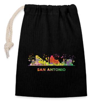 San Antonian Skyline San Antonio - Closable cotton gift bag (14x20cm) - black - Front