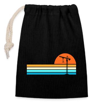 Crane operator crane - Closable cotton gift bag (14x20cm) - black - Front