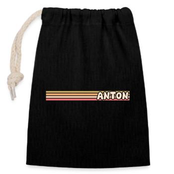 Design rétro nostalgique nommé Anton - Sac cadeau en coton avec cordon (14 x 20 cm) - noir - Devant