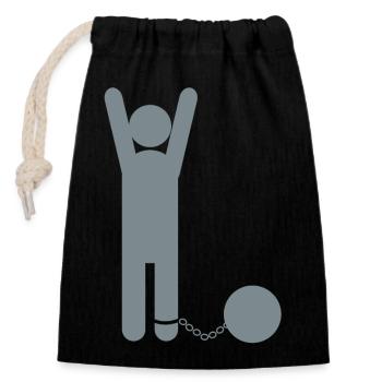 L’homme en boule et enchaîné - Sac cadeau en coton avec cordon (14 x 20 cm) - noir - Devant