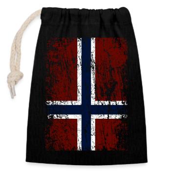Norwegische Flagge hochkant (dunkel) - Verschließbarer Geschenkbeutel aus Baumwolle (14x20cm) - Schwarz - Vorne