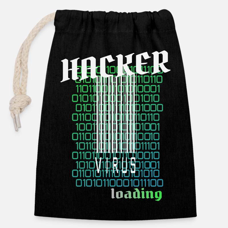 Anonymous, Hacker - Verschließbarer Geschenkbeutel aus Baumwolle (14x20cm) - Schwarz