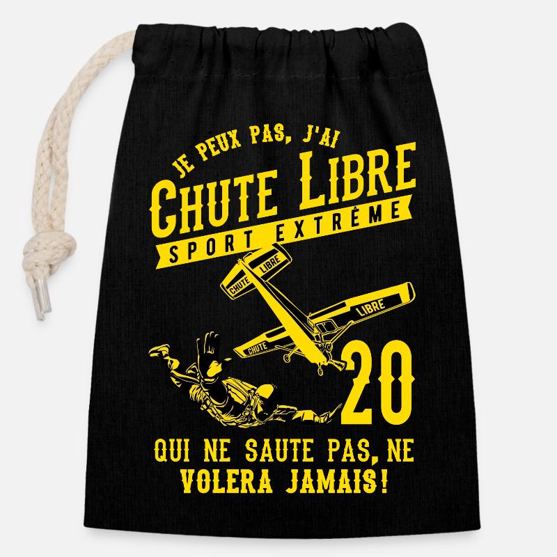Chute Libre Sport Extrême 2020 - Sac cadeau en coton avec cordon (14 x 20 cm) - noir