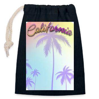 Californie - Sac cadeau en coton avec cordon (14 x 20 cm) - bleu marine - Devant