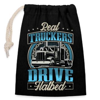 Truck Driver - Closable cotton gift bag (14x20cm) - black - Front