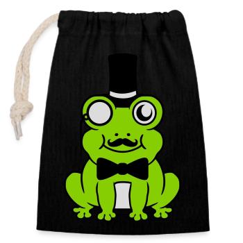 Sir Frosch Gentlemen Zylinder - Verschließbarer Geschenkbeutel aus Baumwolle (14x20cm) - Schwarz - Vorne