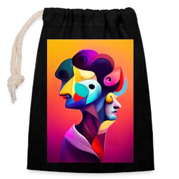 Venetian Carnival - Closable cotton gift bag (14x20cm) - black - Front