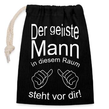 Lustiger Spruch "DER GEILSTE MANN .." T.Shirt - Verschließbarer Geschenkbeutel aus Baumwolle (14x20cm) - Schwarz - Vorne