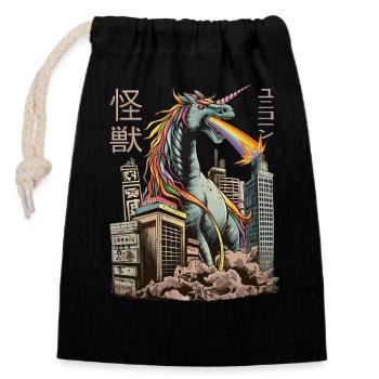 Kaiju Licorne Monstre Japonais Anime Manga - Sac cadeau en coton avec cordon (14 x 20 cm) - noir - Devant