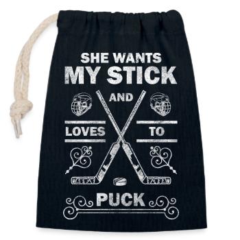 Entraîneur de patins de hockey sur glace Sports d’hiver - Sac cadeau en coton avec cordon (14 x 20 cm) - bleu marine - Devant