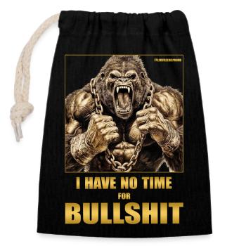 ANGRY ROARING MONKEY NO TIME FOR BULLSHITT - Closable cotton gift bag (14x20cm) - black - Front