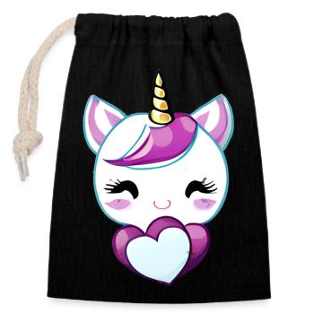 Licorne Mythique Animal Fille Licornes Licorne - Sac cadeau en coton avec cordon (14 x 20 cm) - noir - Devant
