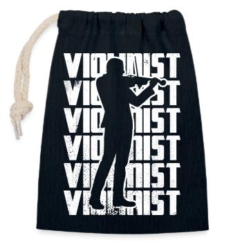 Drôle de violoniste - Sac cadeau en coton avec cordon (14 x 20 cm) - bleu marine - Devant