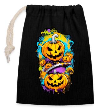 Halloween Pumpkin Head - Closable cotton gift bag (14x20cm) - black - Front