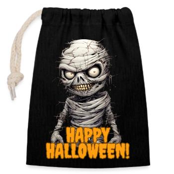 Joyeux halloween - Sac cadeau en coton avec cordon (14 x 20 cm) - noir - Devant