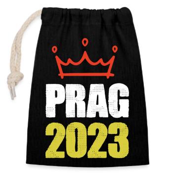 Prag 2023 - Verschließbarer Geschenkbeutel aus Baumwolle (14x20cm) - Schwarz - Vorne