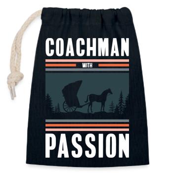 Conducteur de calèche Chevaux Carter Job - Sac cadeau en coton avec cordon (14 x 20 cm) - bleu marine - Devant