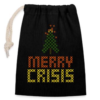 Merry Crisis - Der Baum brennt - Verschließbarer Geschenkbeutel aus Baumwolle (14x20cm) - Schwarz - Vorne