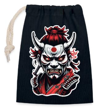 Samurai Warrior - Japan - Demon - Closable cotton gift bag (14x20cm) - navy - Front