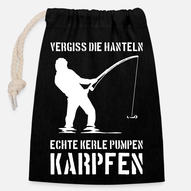 Real Guys Pump Carp Carp Angler Carp - Sac cadeau en coton avec cordon (14 x 20 cm) - noir