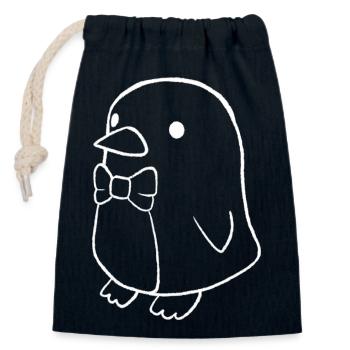 Eleganter Pinguin - Verschließbarer Geschenkbeutel aus Baumwolle (14x20cm) - Navy - Vorne
