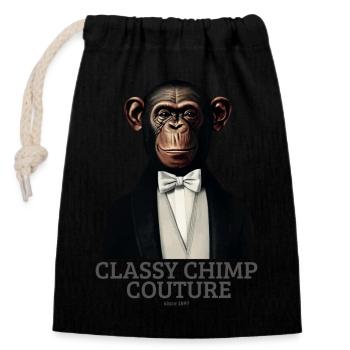 Classy Chimp Couture | Elegant Monkey in Tuxedo - Closable cotton gift bag (14x20cm) - black - Front