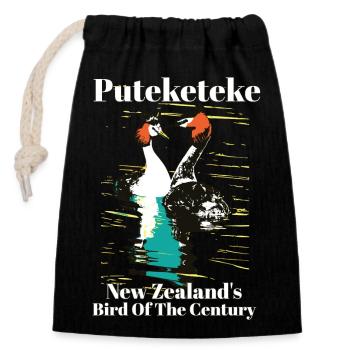 Puteketeke New Zealand's Bird of the Century - Closable cotton gift bag (14x20cm) - black - Front