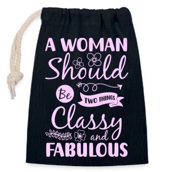 Shopping Individuel Style de vie - Sac cadeau en coton avec cordon (14 x 20 cm) - bleu marine - Devant
