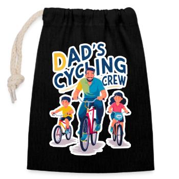 Dad's Cycling Crew Family Design - Closable cotton gift bag (14x20cm) - black - Front