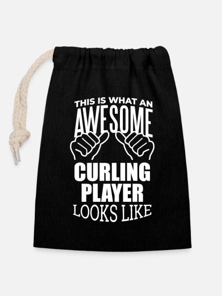Curling Curling Curling - Verschließbarer Geschenkbeutel aus Baumwolle (14x20cm) - Schwarz