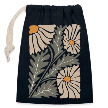 Retro Groovy Flowers - Closable cotton gift bag (14x20cm) - navy - Front