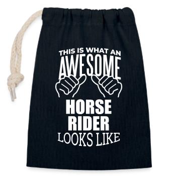 équitation - Sac cadeau en coton avec cordon (14 x 20 cm) - bleu marine - Devant