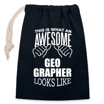 Geography - Closable cotton gift bag (14x20cm) - navy - Front