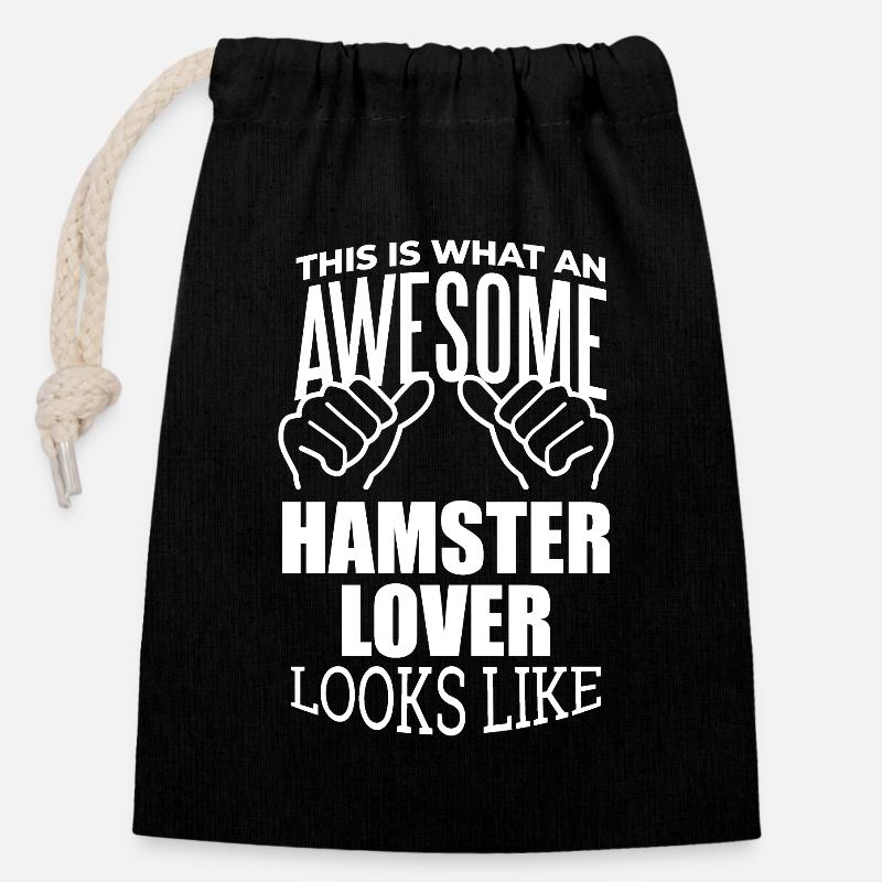 Hamster - Closable cotton gift bag (14x20cm) - black