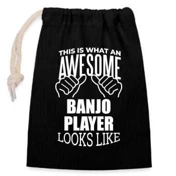 Banjo - Closable cotton gift bag (14x20cm) - black - Front