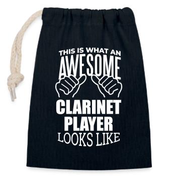 clarinette - Sac cadeau en coton avec cordon (14 x 20 cm) - bleu marine - Devant