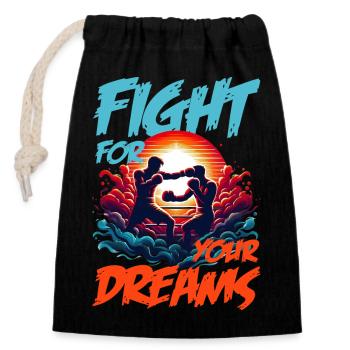 Epic Boxing Showdown: Fight for Your Dreams! - Closable cotton gift bag (14x20cm) - black - Front