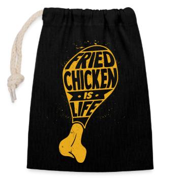 Fried Chicken Is Life Fast Food Fry - Verschließbarer Geschenkbeutel aus Baumwolle (14x20cm) - Schwarz - Vorne
