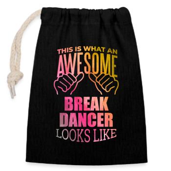 Break Dance - Closable cotton gift bag (14x20cm) - black - Front