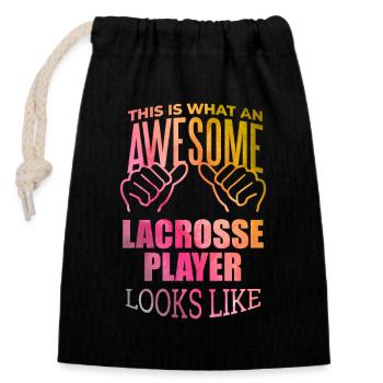 Lacrosse - Closable cotton gift bag (14x20cm) - black - Front