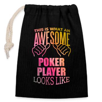 poker - Sac cadeau en coton avec cordon (14 x 20 cm) - noir - Devant