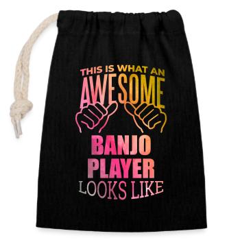 Banjo - Closable cotton gift bag (14x20cm) - black - Front