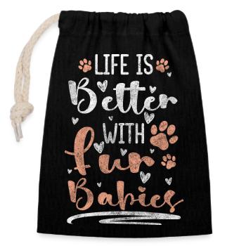 Hunde Vierbeiner Welpe Liebhaber - Verschließbarer Geschenkbeutel aus Baumwolle (14x20cm) - Schwarz - Vorne