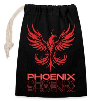 Phoenix - Verschließbarer Geschenkbeutel aus Baumwolle (14x20cm) - Schwarz - Vorne