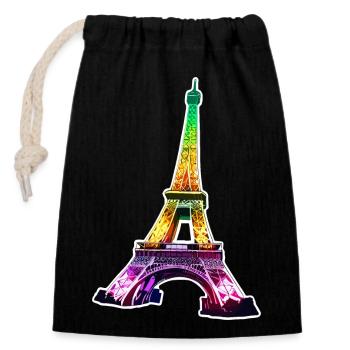 Eiffel tower #17 - Closable cotton gift bag (14x20cm) - black - Front